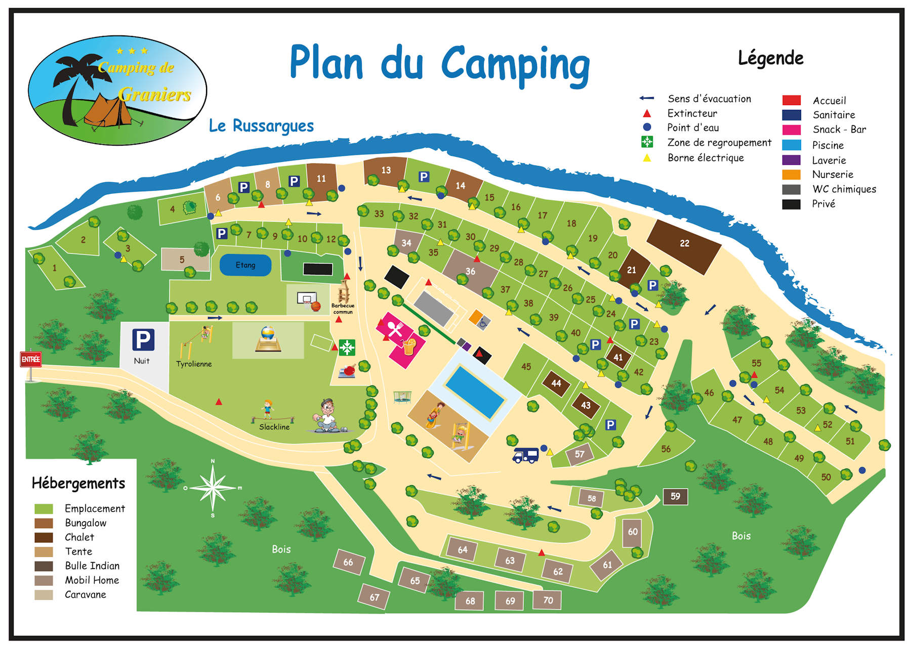 Campsite Le Granier In Monoblet Nearby Anduze Gard Groundplan Campsite
